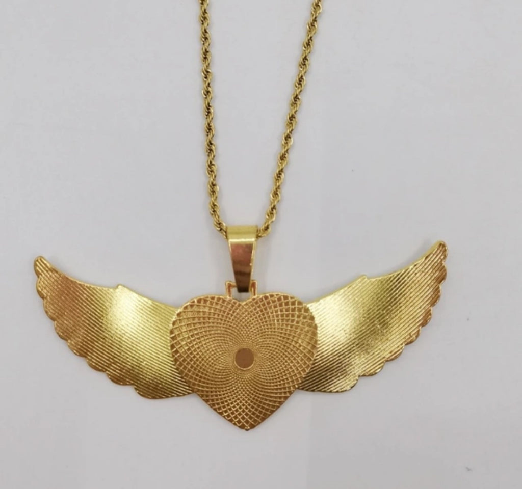 Personalized Sublimation Blank Angel Wings Heart Lockets Pendant