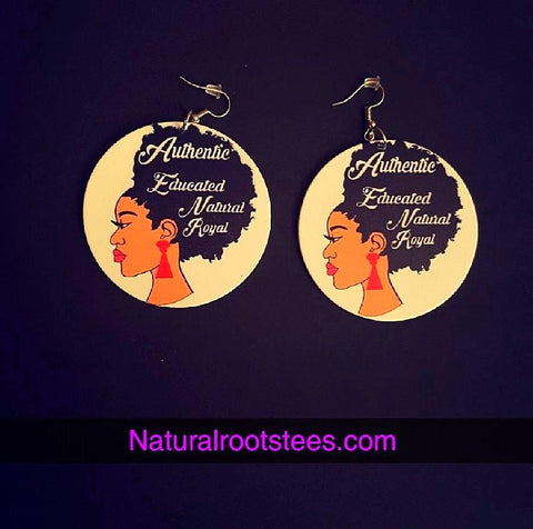 African American wood Earrings - Royal Queen