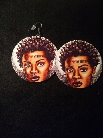 African American wood Earrings -I love my Roots