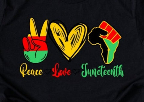 Peace Love Juneteenth premium Tshirt - Glitter Design