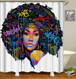 Bundle Colorful Afrocentric Queen shower curtain, Bath Mat, and Canvas