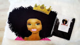 Bundle set of Afrocentric Queen with Crown shower curtain, canvas , and bath mat.