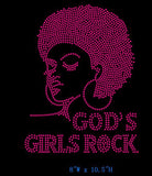 WHOLESALE PREMIUM RHINESTONE BLING IRON/HEAT PRESS ON TRANSFER - GOD'S GIRLS ROCK