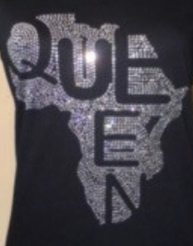 WHOLESALE PREMIUM RHINESTONE BLING IRON/HEAT PRESS ON TRANSFER - QUEEN OF AFRICA