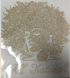 WHOLESALE PREMIUM RHINESTONE BLING IRON/HEAT PRESS ON TRANSFER - ALL NATURAL AFRO QUEEN