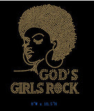 WHOLESALE PREMIUM RHINESTONE BLING IRON/HEAT PRESS ON TRANSFER - GOD'S GIRLS ROCK