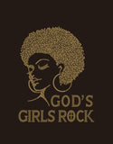 WHOLESALE PREMIUM RHINESTONE BLING IRON/HEAT PRESS ON TRANSFER - GOD'S GIRLS ROCK