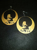 African American Engraved wood Earrings - Black Afrocentric