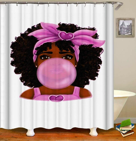 Bundle of Bubblegum Princess shower curtain, Canvas, and Bath Mat