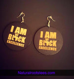 African American Engraved wood Earrings - I Am Black Excellence