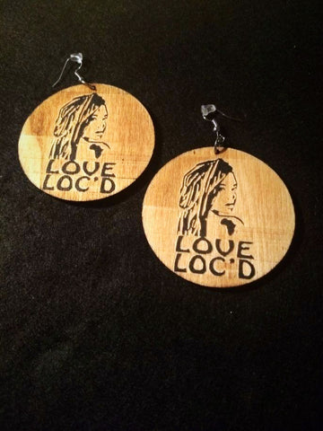 African American Engraved wood Earrings - I love my Loc'd hair