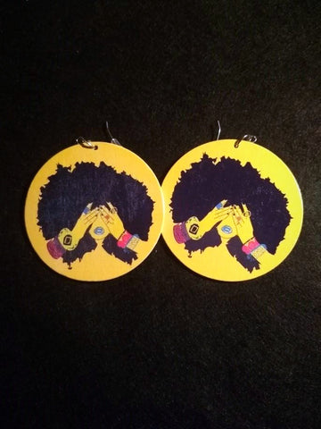 African American wood Earrings - I Am A Queen