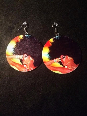 African American wood Earrings - Queen of the Sunset