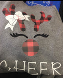 Cheer reindeer Buffalo Plaid hoodie